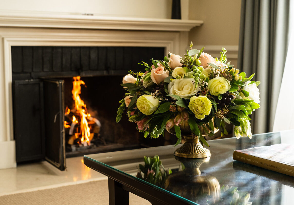 guest room with fireplace